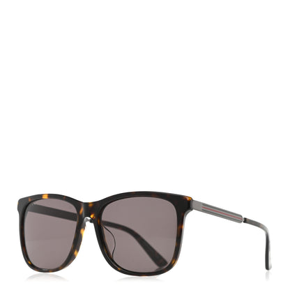 Gucci Acetate Square Frame Web Sunglasses GG0078SK Tortoise 1 of 9