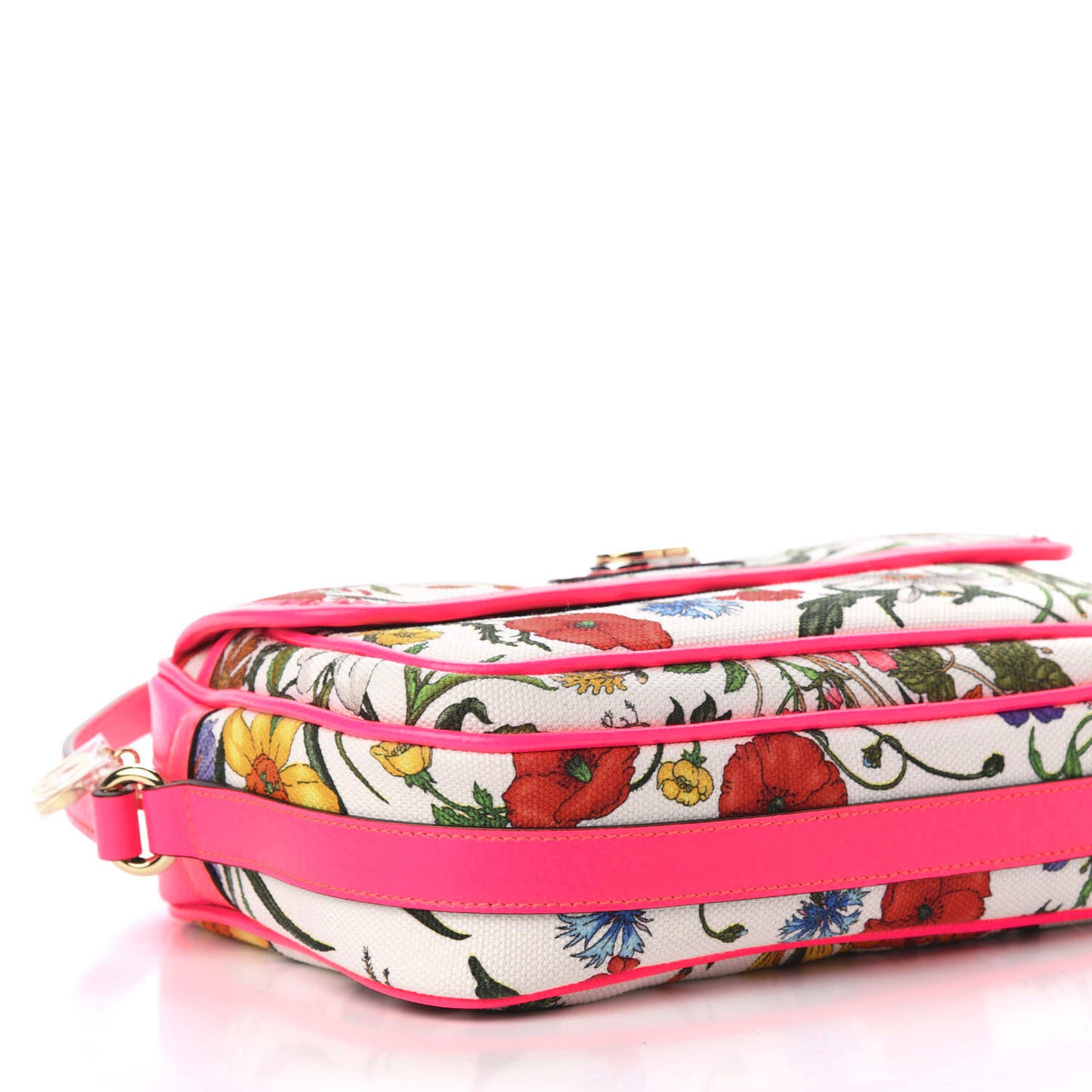 Canvas Flora Floral Shoulder Bag White Fuchsia Fluo