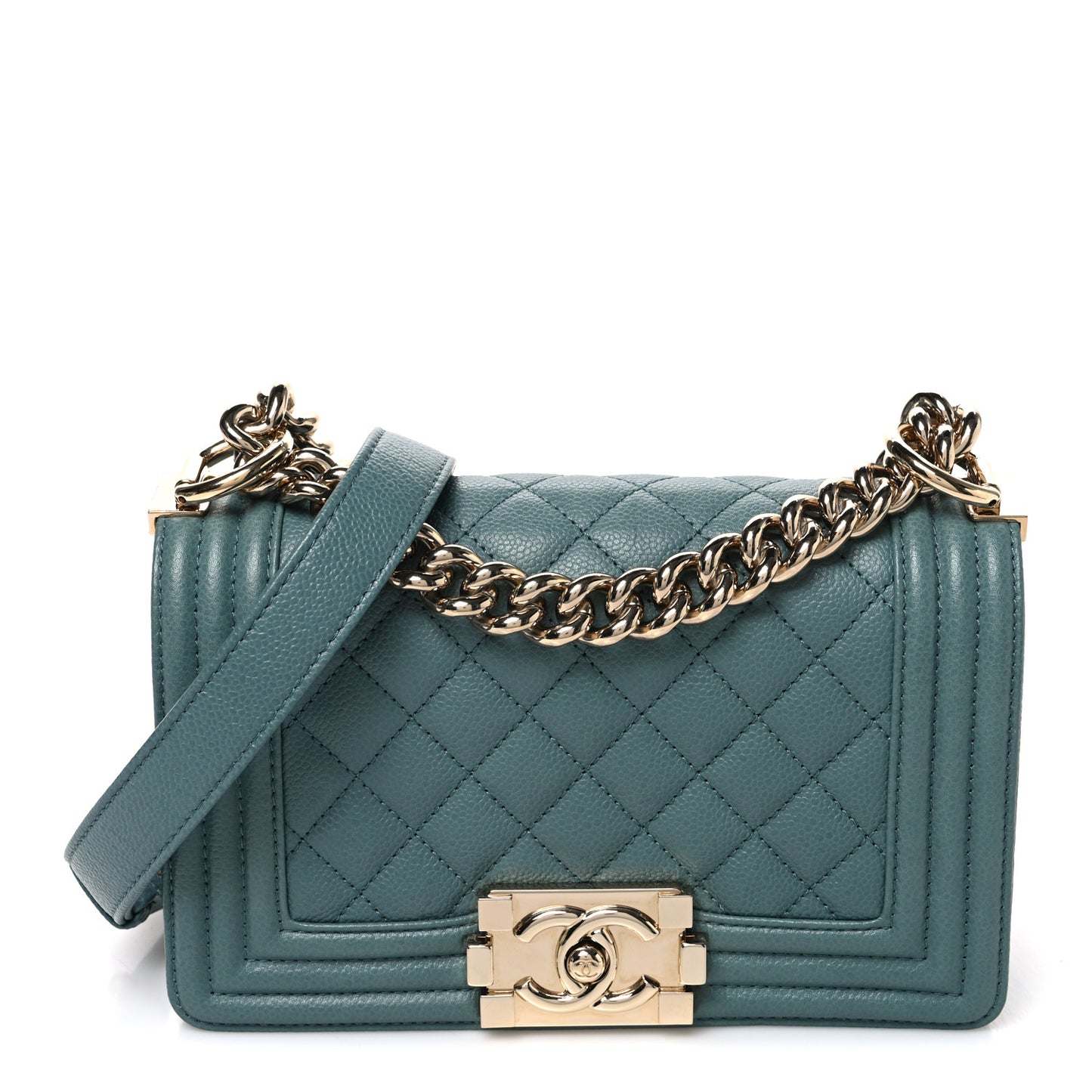 Caviar Quilted Small Boy Flap Light Blue