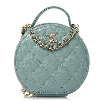 Chanel Caviar Quilted Round Handle With Care Vanity With Chain Blue 1 of 13