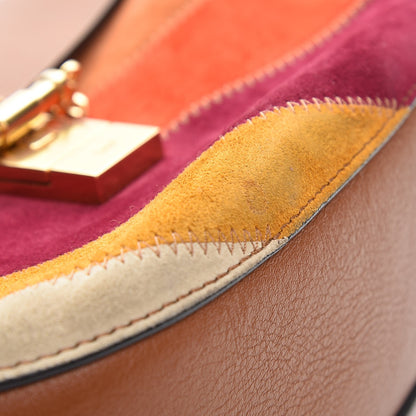 Chloe Calfskin Suede Rainbow Patchwork Drew Shoulder Bag Caramel 7 of 7