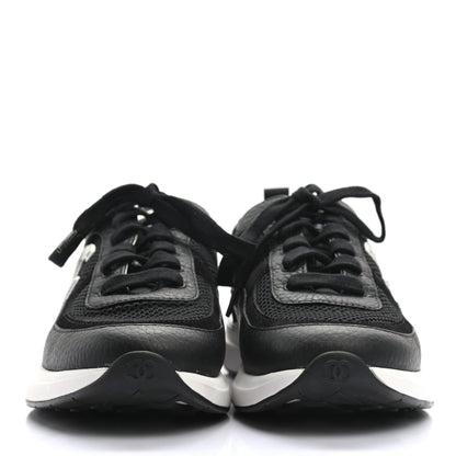 Chanel Calfskin Mesh Lycra Suede Womens Logo Sneakers 38.5 Black 2 of 7