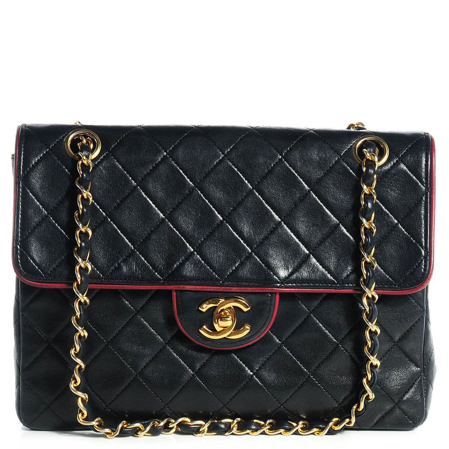 Chanel Lambskin Quilted Bi-Color Small Single Flap Black 1 of 9