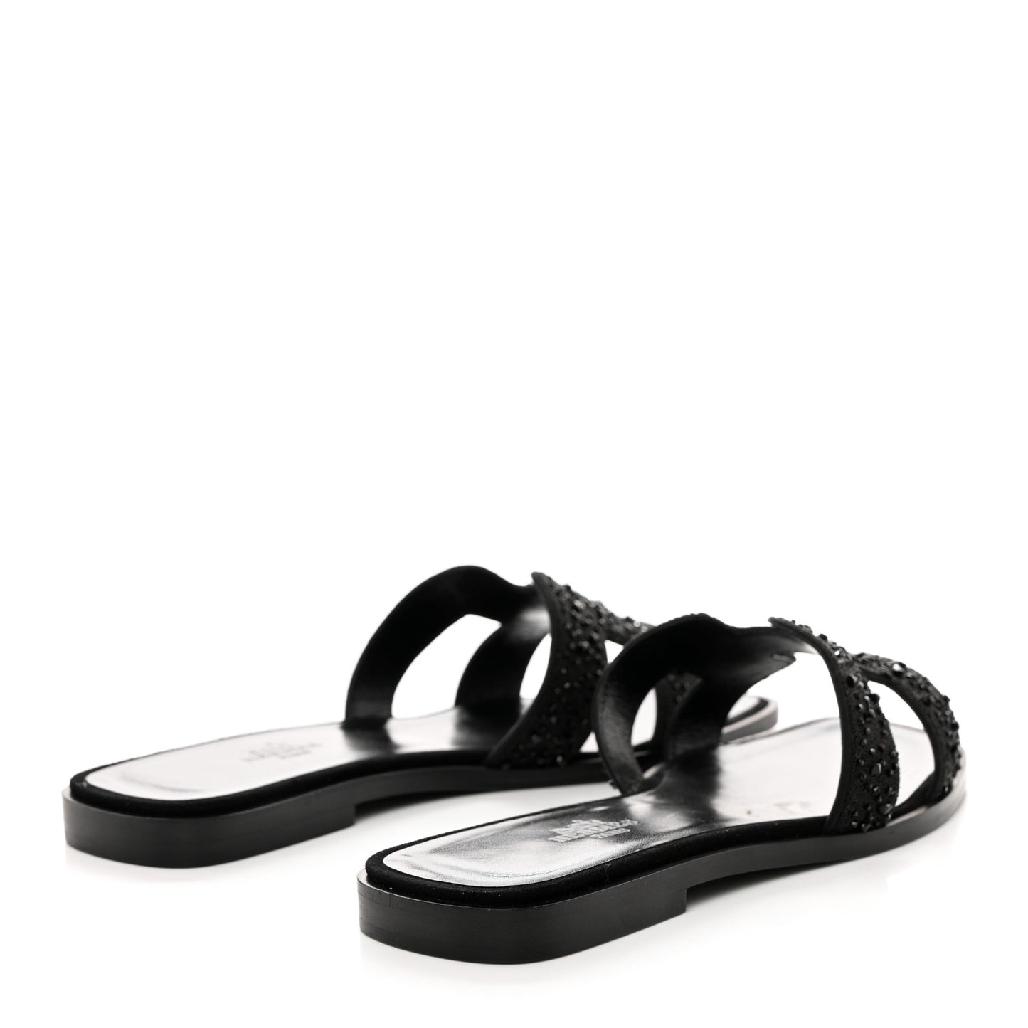 Suede Crystal Oran Sandals 36 Black