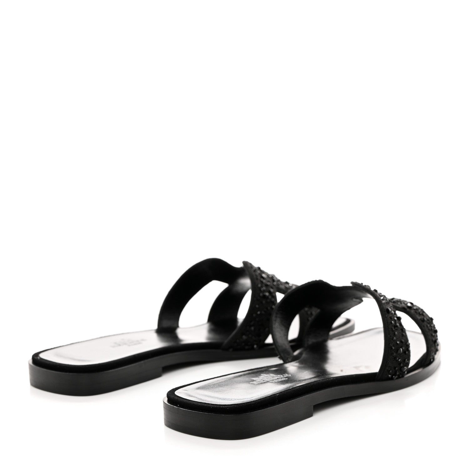 Hermes Suede Crystal Oran Sandals 36 Black 4 of 8