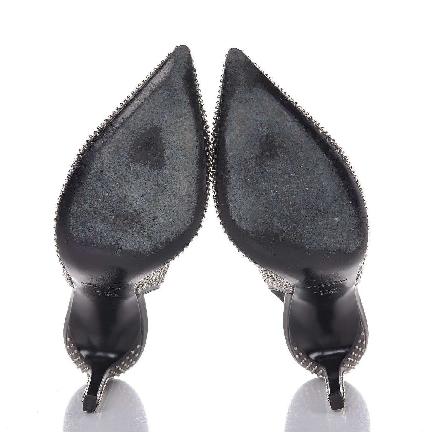 Calfskin Studded Paris 105 Slingback Pumps 38.5 Black