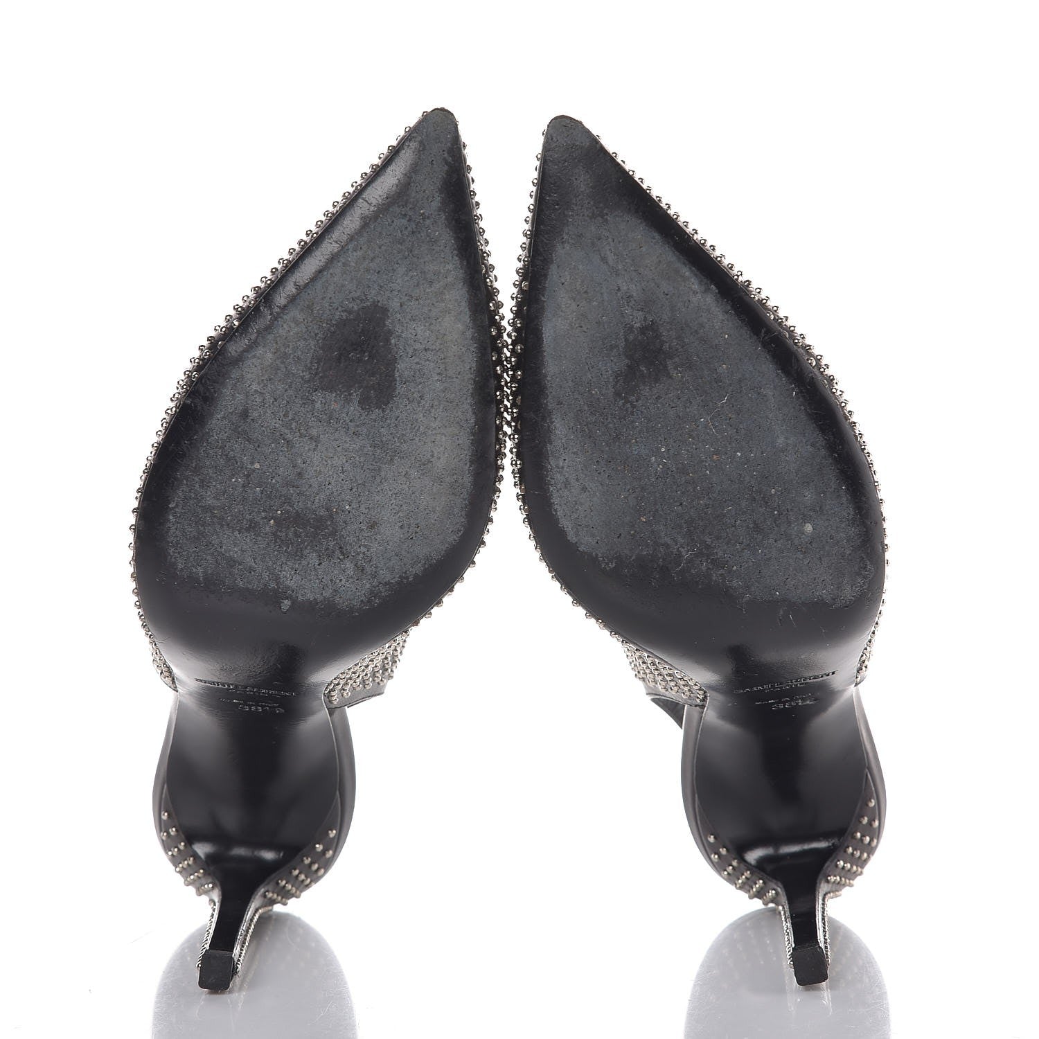 Saint Laurent Calfskin Studded Paris 105 Slingback Pumps 38.5 Black 7 of 12