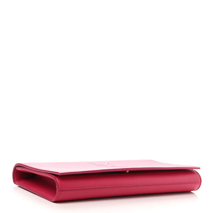 Saint Laurent Calfskin Monogram Large Belle De Jour Clutch Lipstick Fuchsia 4 of 7