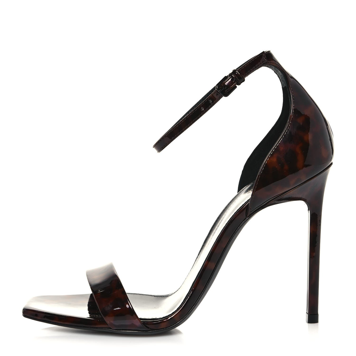 Saint Laurent Patent Calfskin Amber 105 Ankle Strap Sandals 38.5 Tortoiseshell 1 of 8