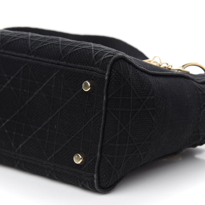 Christian Dior Canvas Embroidered Cannage Medium Lady D-Lite Black 12 of 12