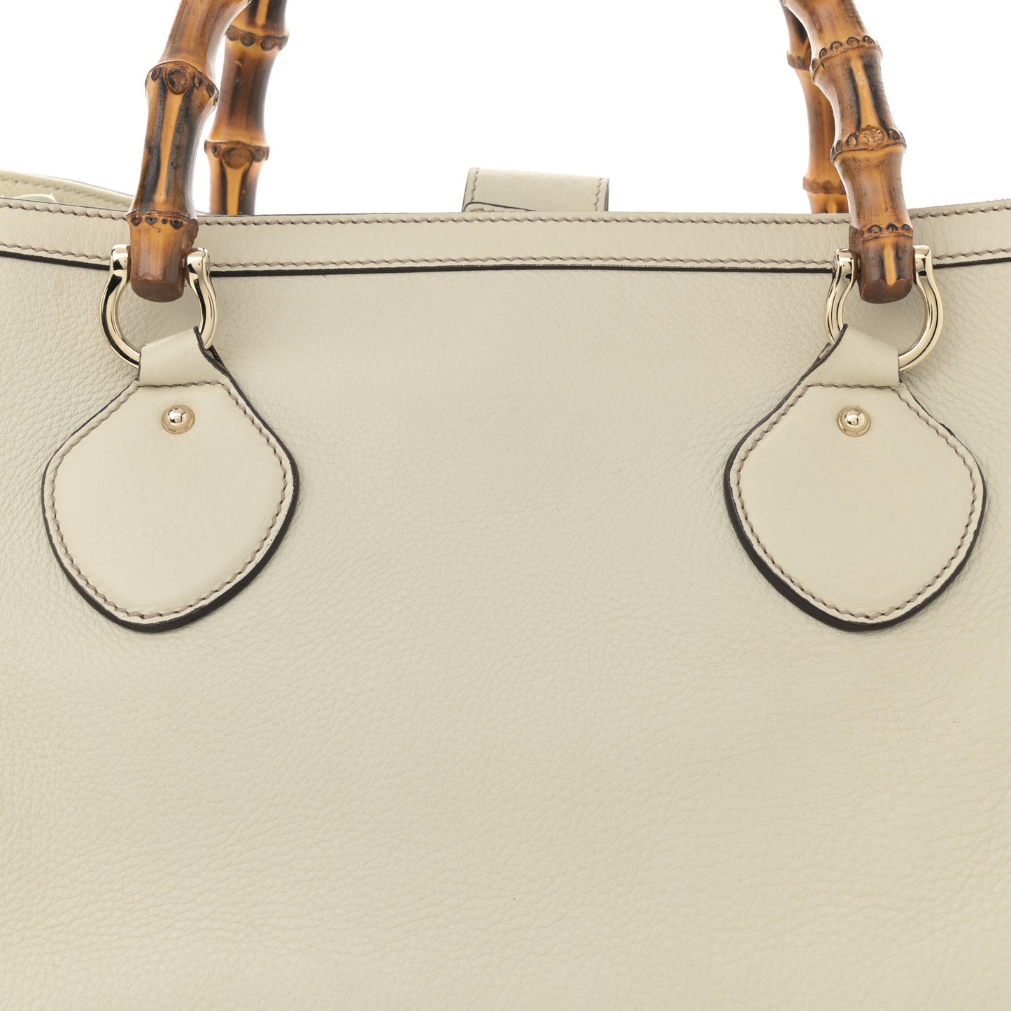 Grained Calfskin Medium Diana Bamboo Top Handle Tote Ivory
