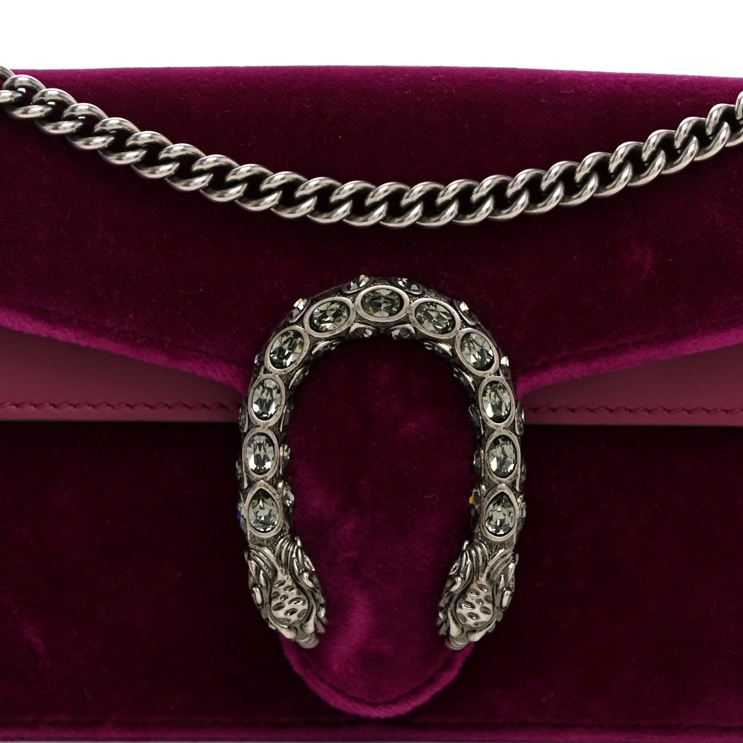 Velvet Super Mini Dionysus Shoulder Bag Fuchsia Violet Cyclamen