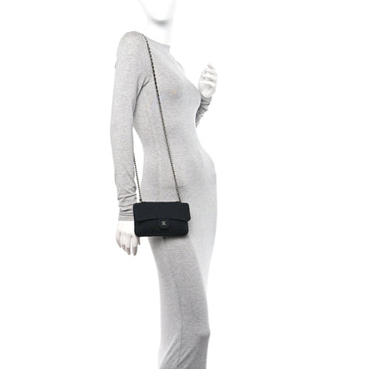 Chanel Jersey Fabric Quilted Foldable Tote With Chain Black Multicolor 2 of 18
