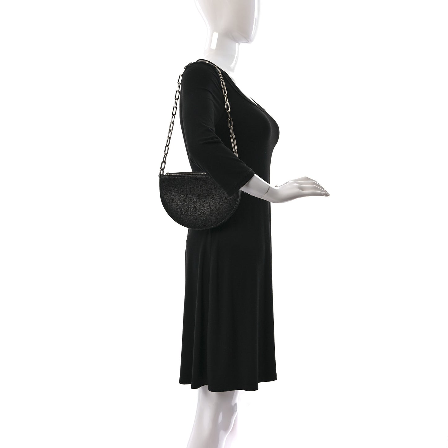 Goatskin Pecan Chain Shoulder Bag Black