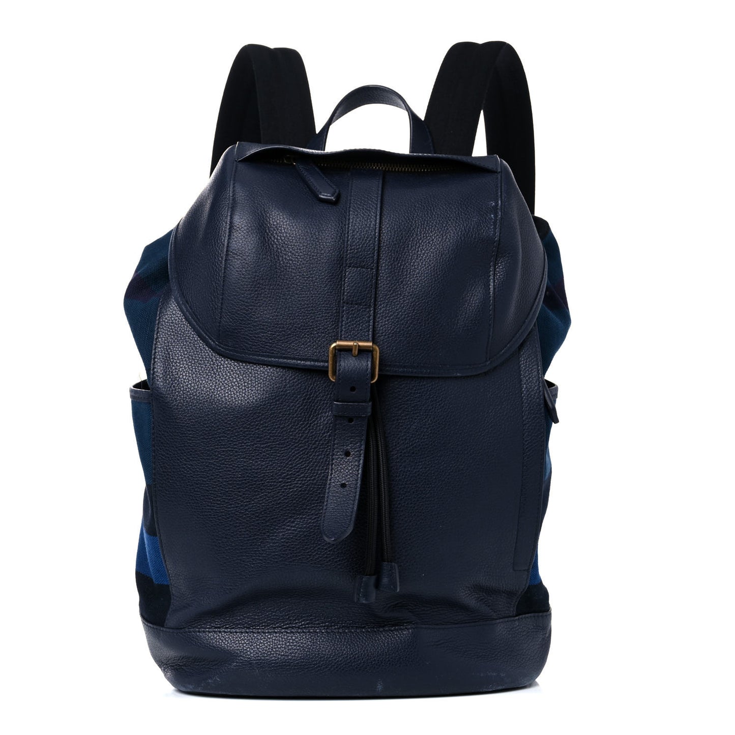 Grain Calfskin Canvas Mega Check Drifton Backpack Blue