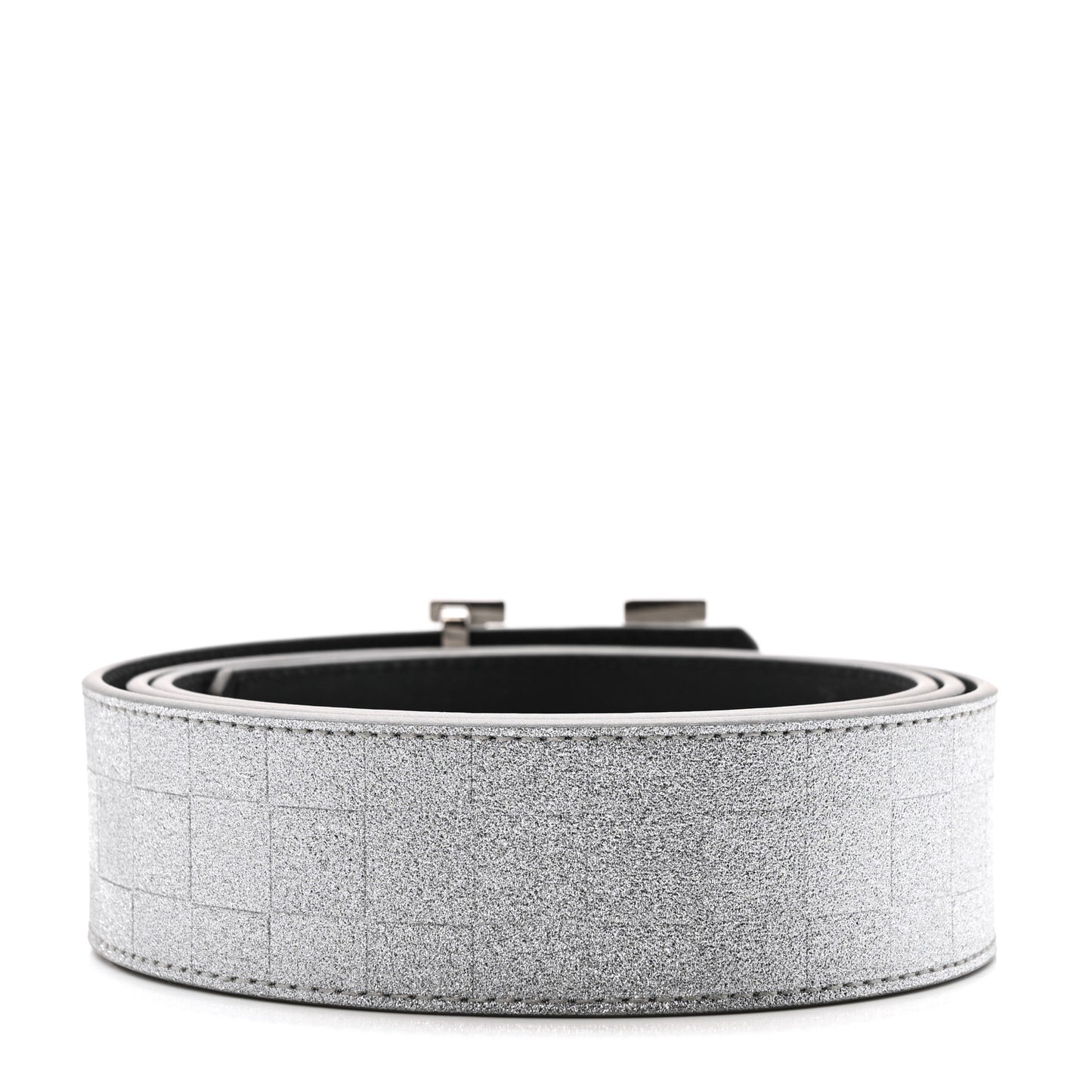 Damier Glitter Calfskin 40mm LV Pyramide Belt 110 44 Silver