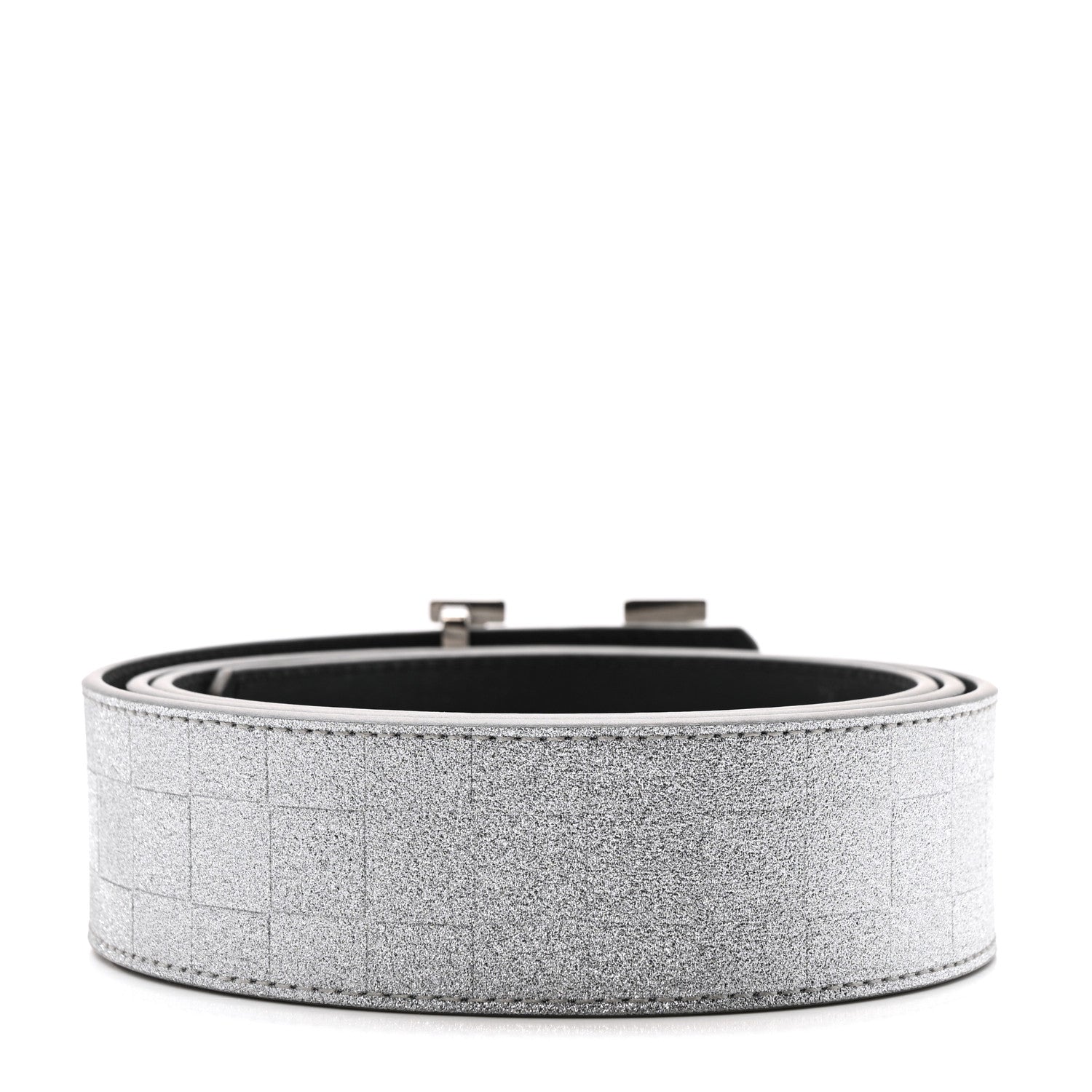 Louis Vuitton Damier Glitter Calfskin 40mm LV Pyramide Belt 110 44 Silver 2 of 6