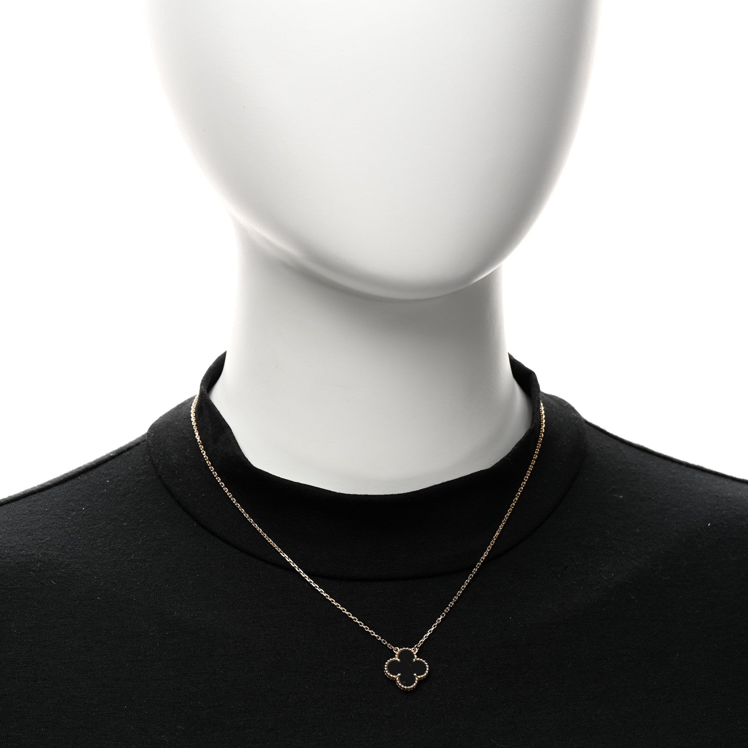 Van Cleef & Arpels VAN CLEEF &amp; ARPELS 18K Yellow Gold Black Onyx Vintage Alhambra Pendant Necklace 2 of 6