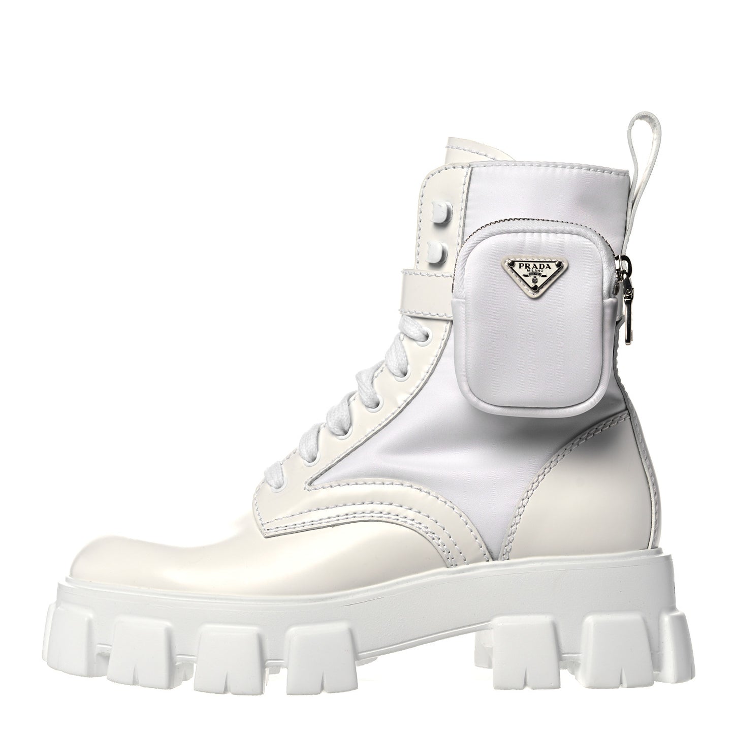 Spazzolato Rois Re-Nylon Metal Triangle Logo Mens Monolith Pouch Pocket 60mm Combat Boots 8 White