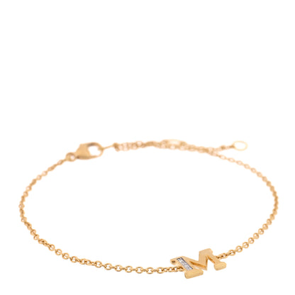 David Yurman 18K Yellow Gold Diamond Initial M Chain Bracelet 1 of 3