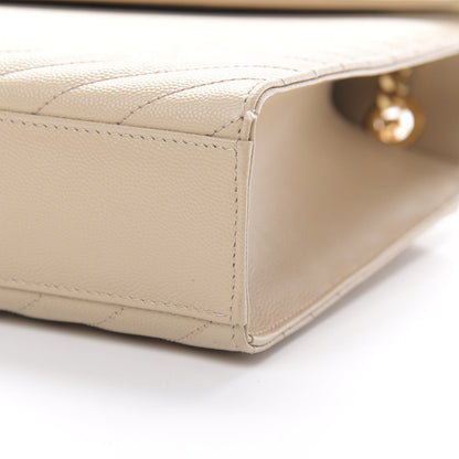 Saint Laurent Grain De Poudre Matelasse Chevron Large Monogram Satchel Nude Powder 10 of 11