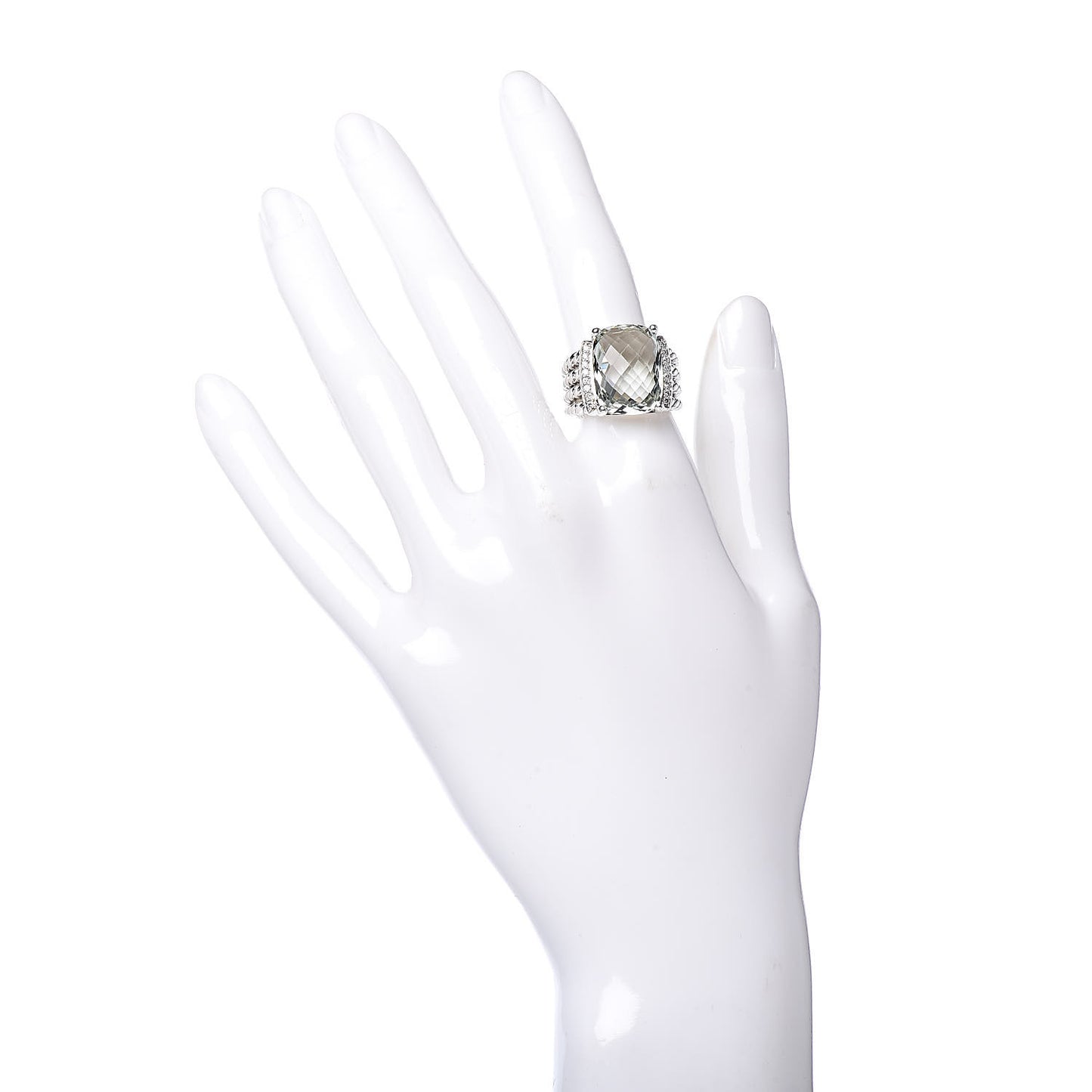 Sterling Silver Diamond Prasiolite 16mm Wheaton Ring 52 6