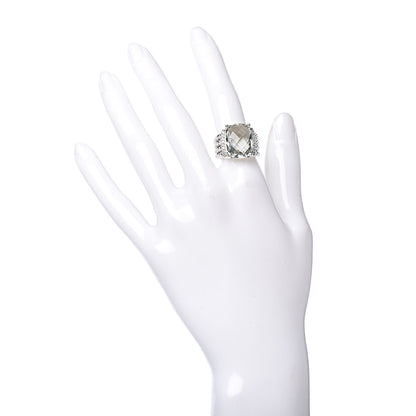 David Yurman Sterling Silver Diamond Prasiolite 16mm Wheaton Ring 52 6 2 of 5