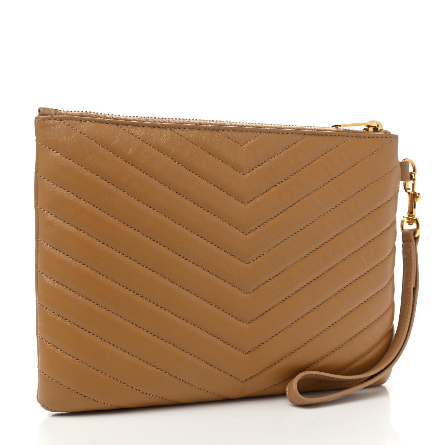 Calfskin Matelasse Chevron Monogram A5 Wristlet Dune