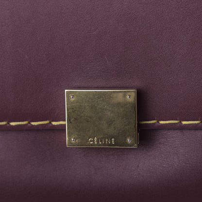 Celine Smooth Calfskin Yellow Stitching Medium Trapeze Burgundy 12 of 14