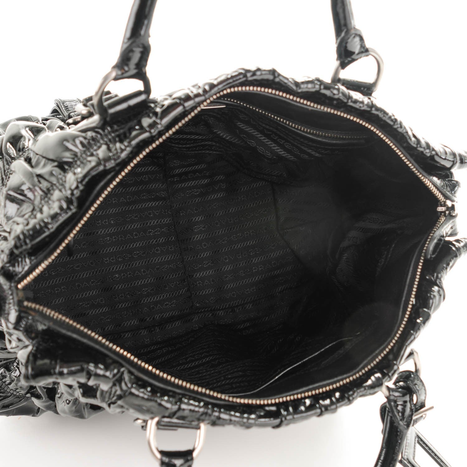 Prada Vernice Gaufre Tote Black 5 of 7