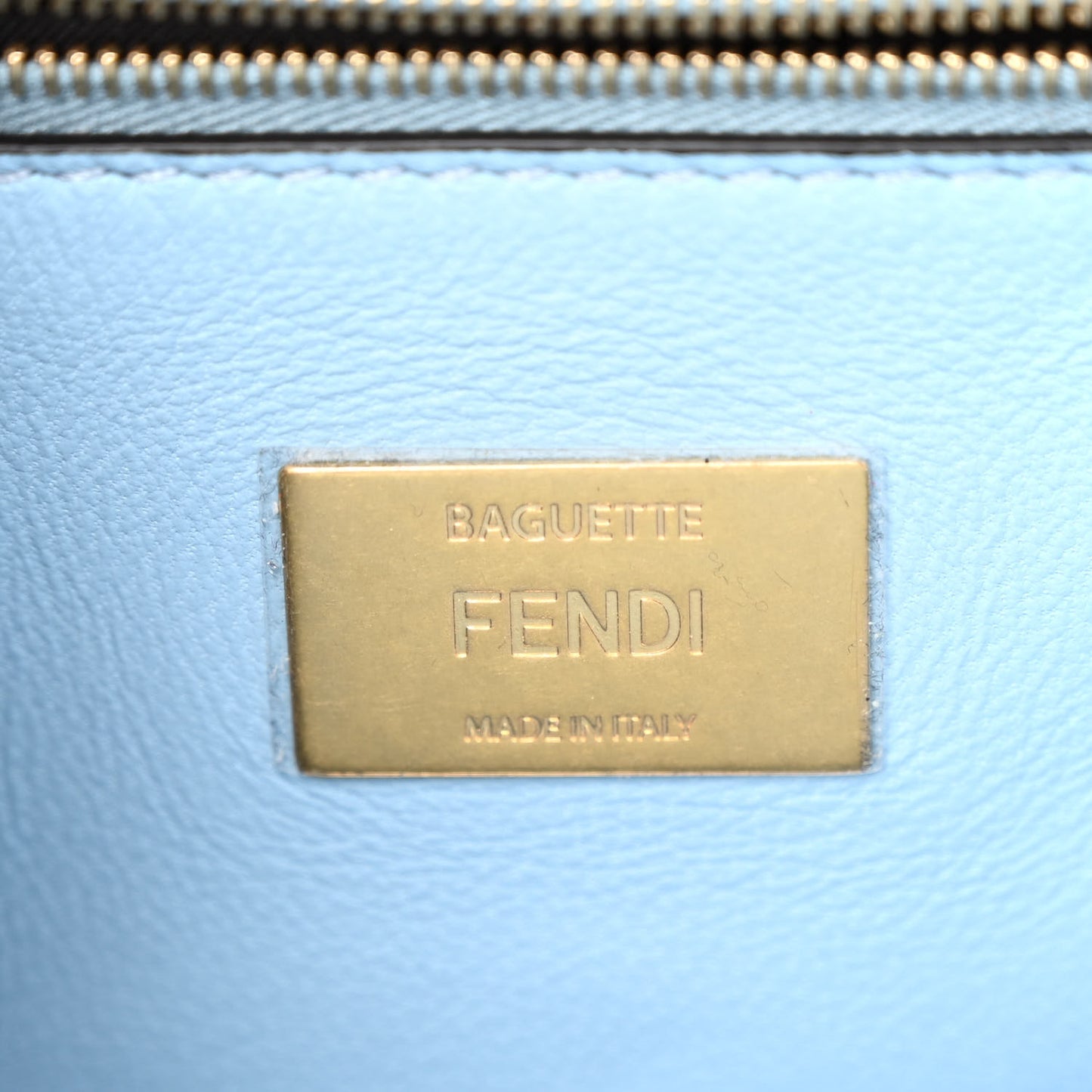 Nappa Small FF Embossed Midi Chain Baguette Azzurro Baby