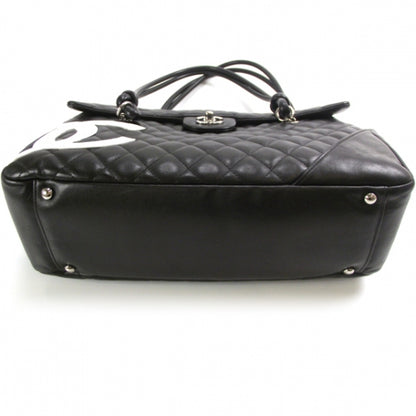 Chanel Calfskin Quilted Large Cambon Flap Black White 4 of 13