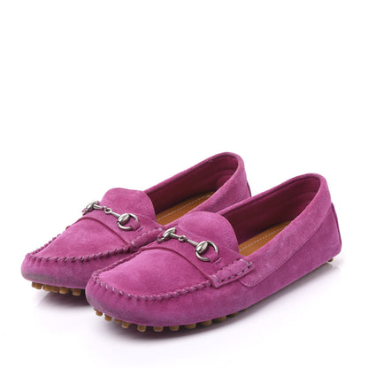 Gucci Suede Womens Horsebit Driver Loafer 35.5 New Rosette 2 of 9