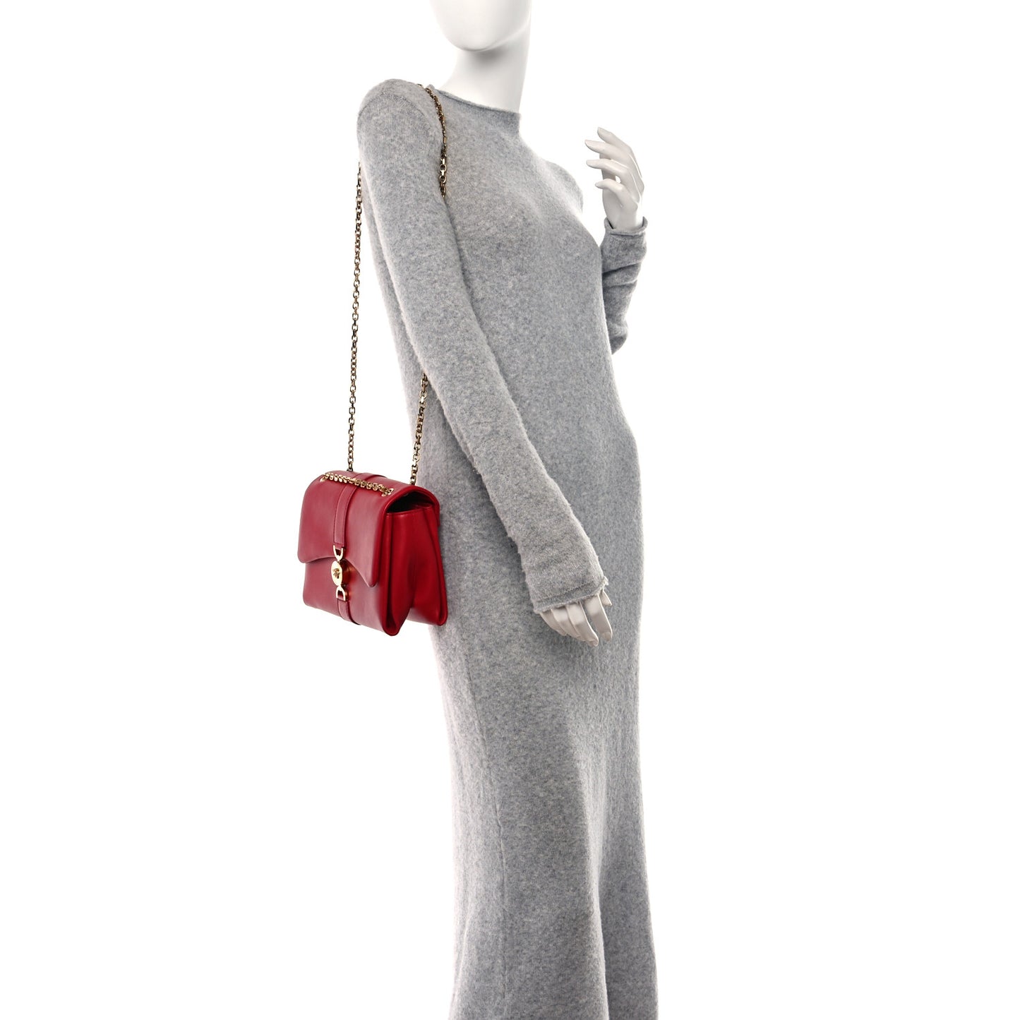 Lambskin Kleio Shoulder Bag Lipstick Red