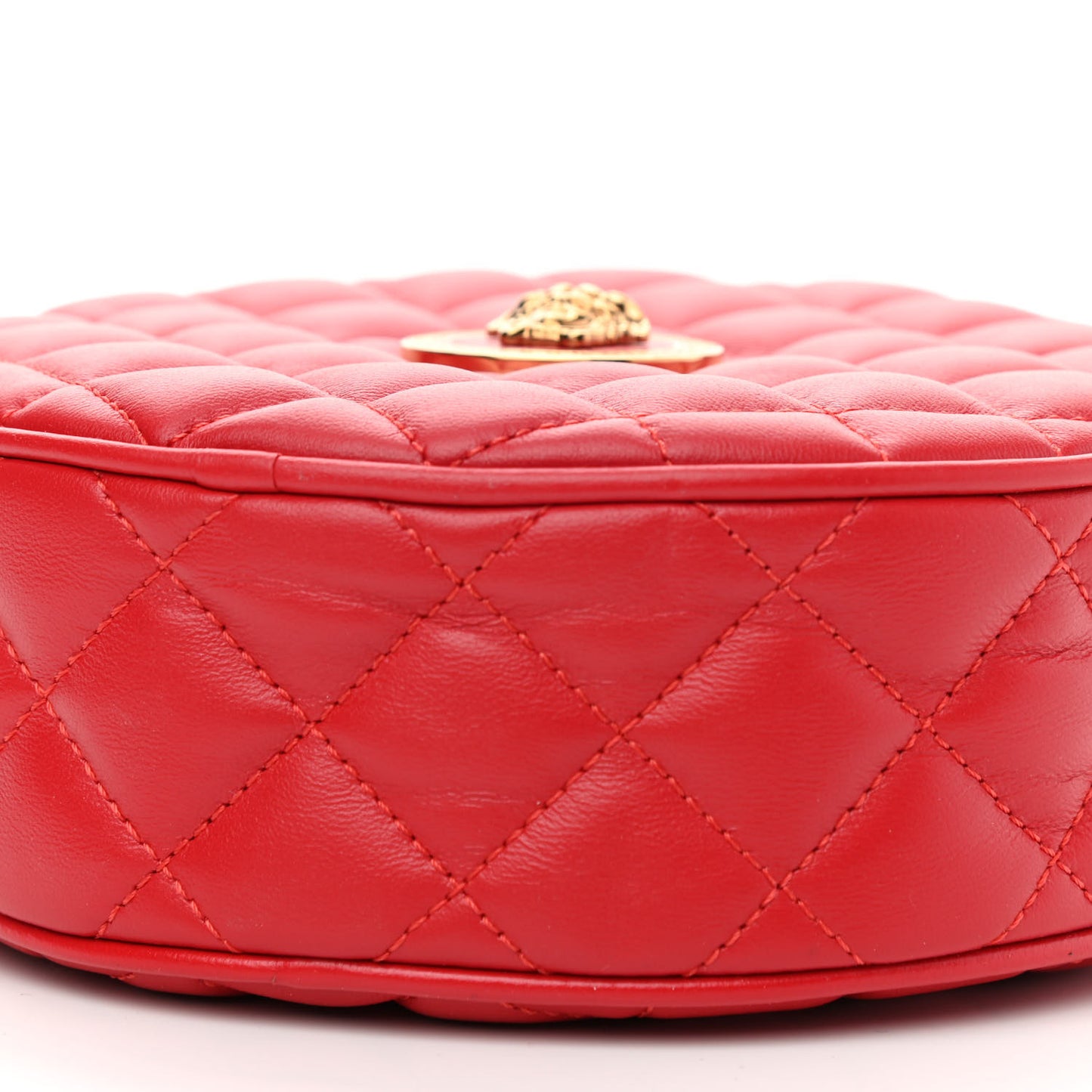 Nappa Quilted La Medusa Round Camera Bag Red