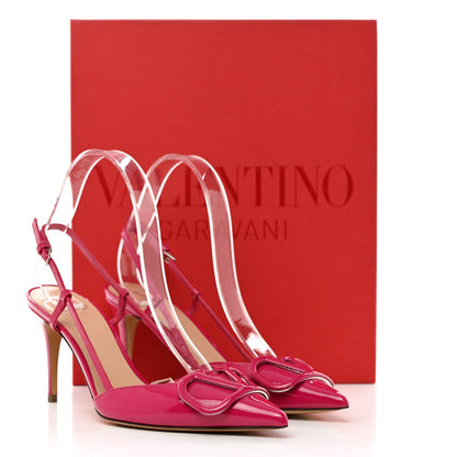 Valentino Garavani Patent Tonal Vlogo Slingback 80mm Pumps 37.5 Blossom 9 of 9