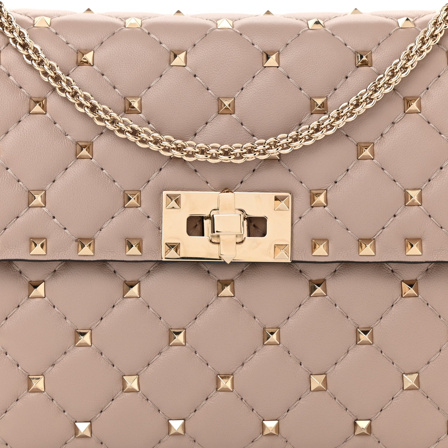 Valentino Garavani Lambskin Medium Rockstud Spike Shoulder Bag Poudre 7 of 9