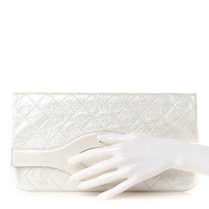 Chanel Iridescent Aged Calfskin Quilted Large 31 Pouch White 2 of 11