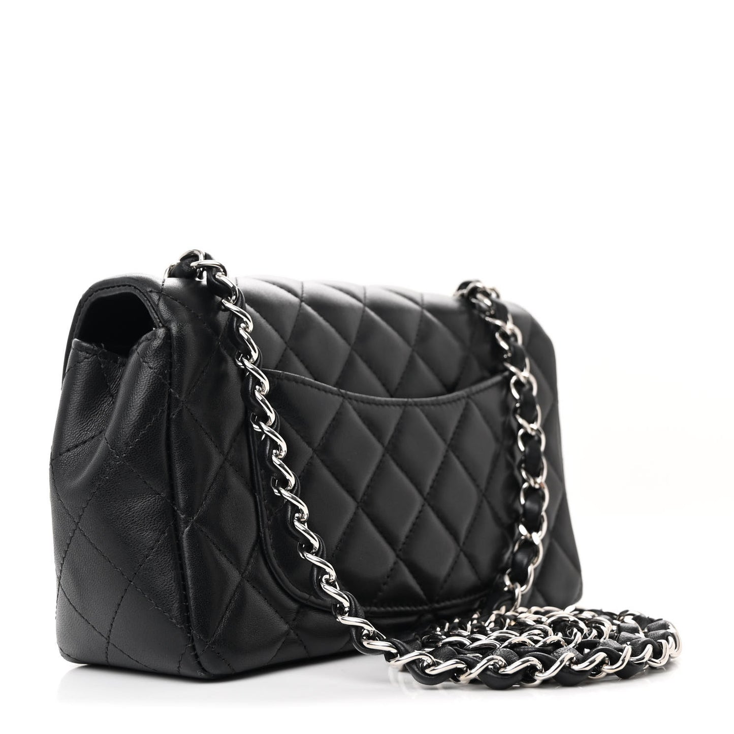 Lambskin Quilted Mini Rectangular Flap Black