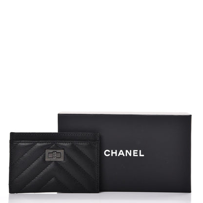 Chanel Sheepskin Chevron Quilted Reissue Card Holder So Black 9 of 9