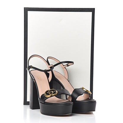 Gucci Calfskin GG Marmont Ankle Wrap 30/115mm Platform Sandals 36.5 Black 13 of 13