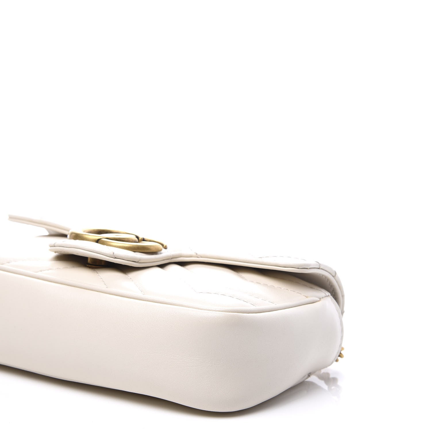 Gucci Calfskin Matelasse Super Mini GG Marmont Shoulder Bag White 6 of 11