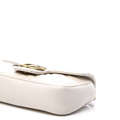 Gucci Calfskin Matelasse Super Mini GG Marmont Shoulder Bag White 6 of 11