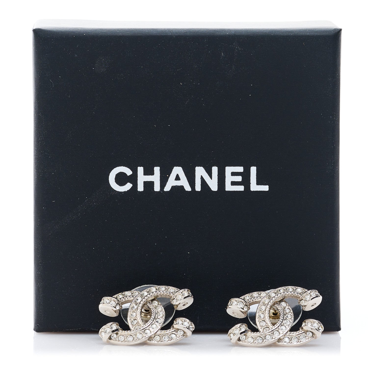 Chanel Crystal CC Earrings Silver 5 of 5