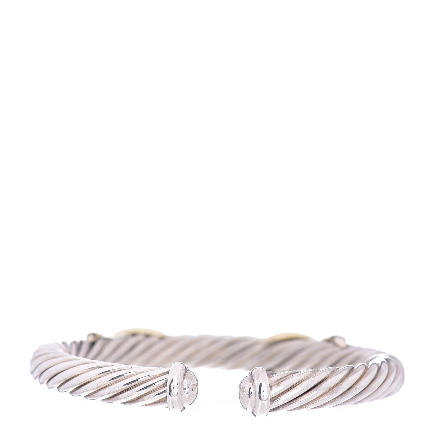 Sterling Silver 14K Yellow Gold 7mm Double X Cable Bracelet