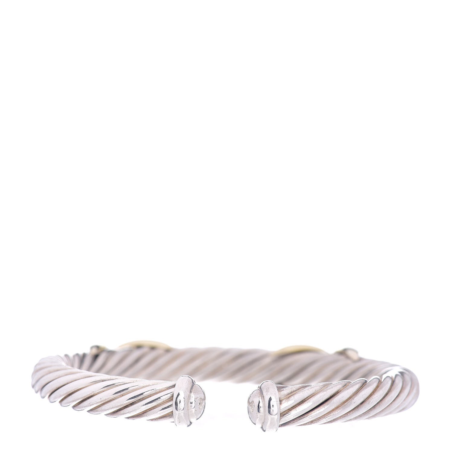 David Yurman Sterling Silver 14K Yellow Gold 7mm Double X Cable Bracelet 3 of 4
