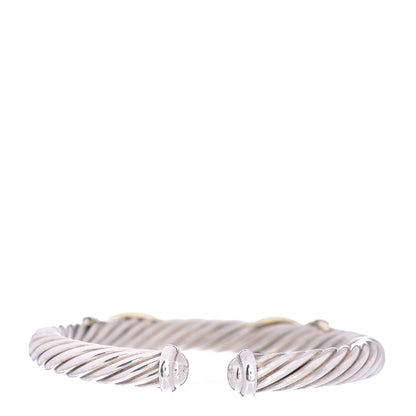 David Yurman Sterling Silver 14K Yellow Gold 7mm Double X Cable Bracelet 3 of 4