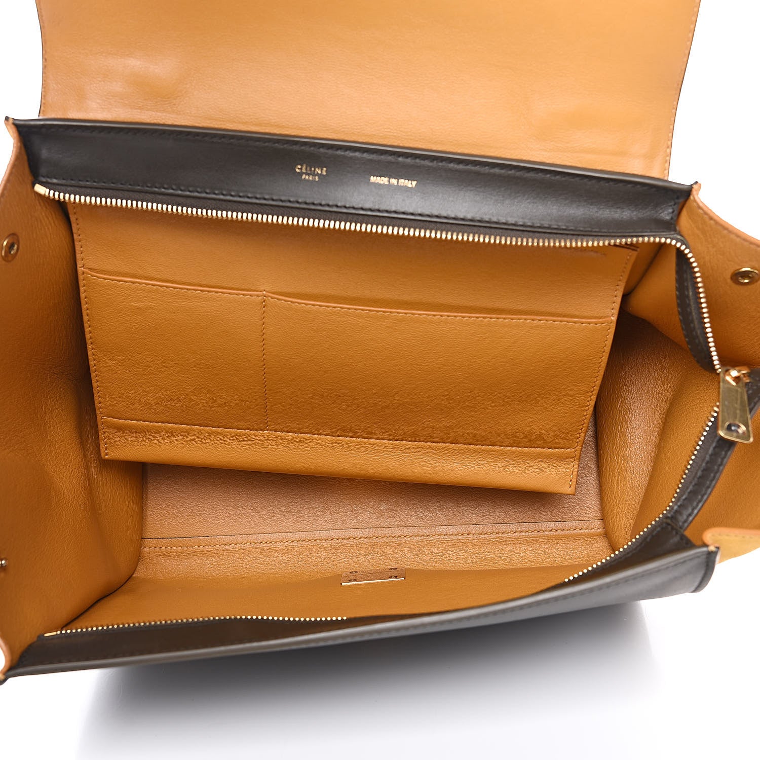 Celine Smooth Calfskin Suede Medium Tri-Color Trapeze Mustard 5 of 14
