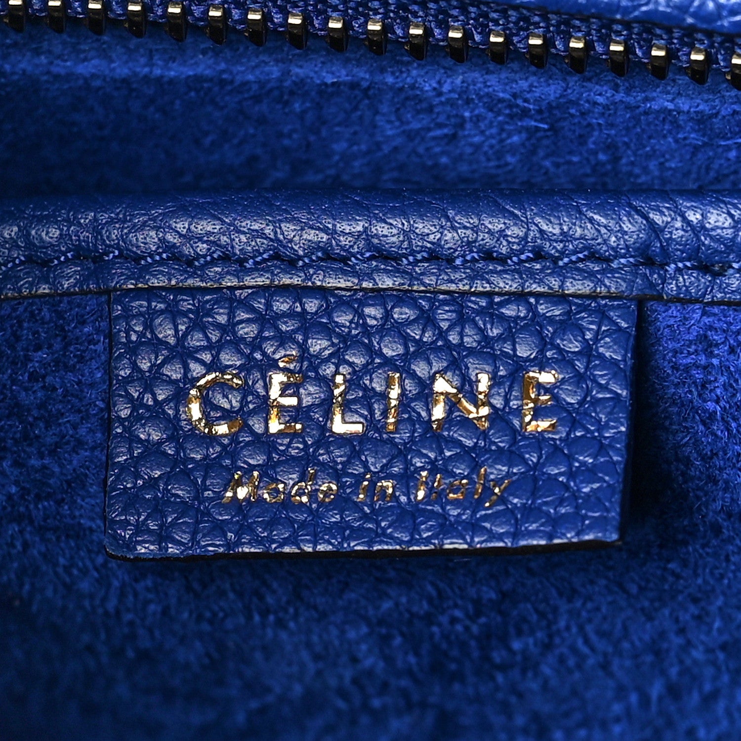 Celine Drummed Calfskin Nano Luggage Indigo 5 of 12