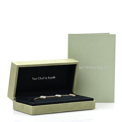 Van Cleef & Arpels 18K Yellow Gold Mother of Pearl 5 Motifs Vintage Alhambra Bracelet 4 of 4